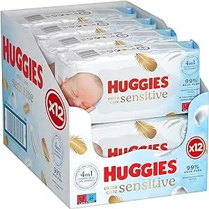         Huggies Pure Extra Care Toallitas para Bebé - 4 paquetes de 3 x 56 unidades (672 Toallitas) 