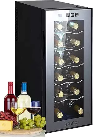         Frigorífico para vino de 33 litros, 12 botellas, refrigerador de vino, mini bar con puerta d