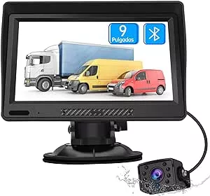         AWESAFE Navegador GPS para Camiones y Coches con Bluetooth y Cámara Trasera de 9 Pulgadas Pa