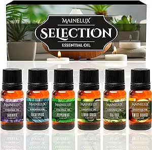         MAINELUX Aceites Esenciales para Humidificador, 100% Natural Aromaterapia Top 6 Set de Regal