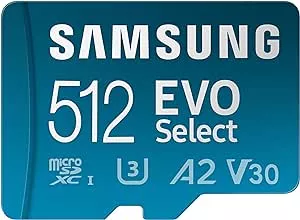         Samsung Tarjeta de memoria microSDXC UHS-I U3 EVO Select de 512 GB, 130 MB/s, Full HD y 4K U