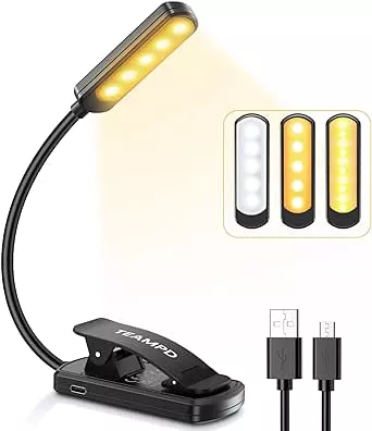         Luz de Lectura, TEAMPD Lampara de Lectura USB Recargable de 360° Flexible con 9 LEDS 3 Modos