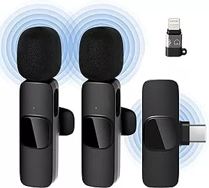         Qhot Microfono Inalambrico para iPhone, Micrófono Lavalier Inalámbrico Bluetooth Plug-Play p