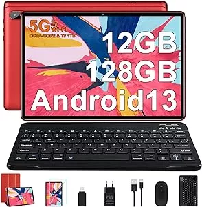         FACETEL Tablet 10 Pulgadas Android 13 Tablet Octa-Core 2.0 GHz, 12GB RAM + 128GB ROM (1TB TF